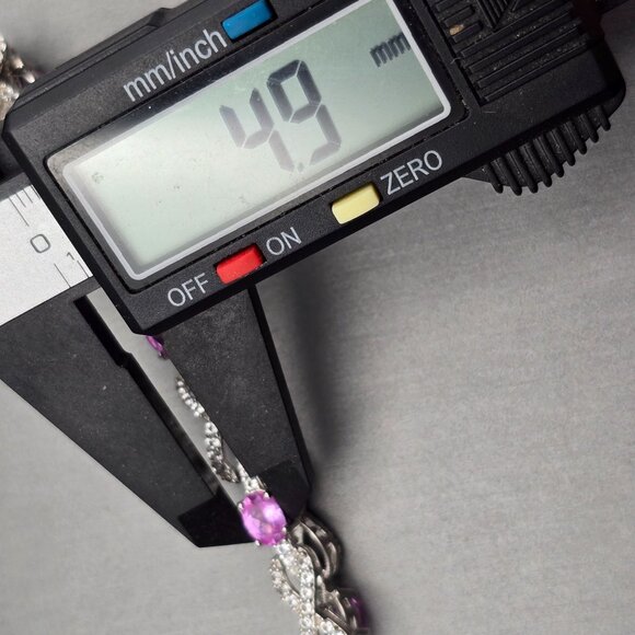 Sterling Silver Pink Tourmaline Quartz Infinity Tennis Bracelet 7.5" Signed SUN - Picture 8 of 15